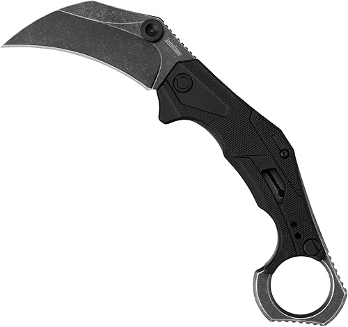 Miniatura 2 de Kershaw Outlier, cuchillo de bolsillo plegable estilo karambit táctico y cuchillo de bolsillo con soporte, hoja de 3.4 pulgadas, apertura asistida