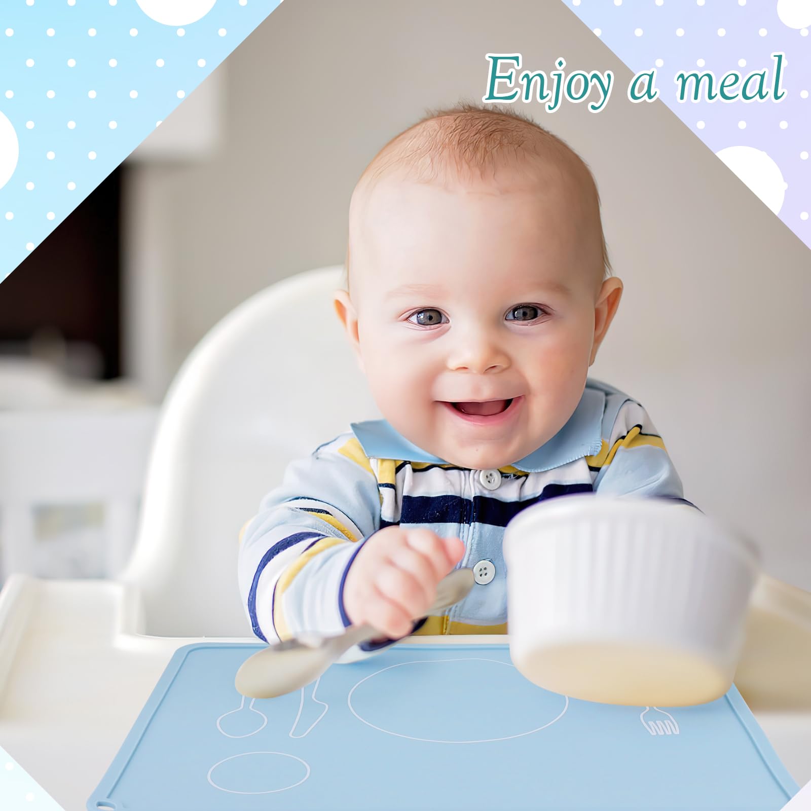4 tovagliette Montessori in silicone antiscivolo, 40,6 x 30,5 cm, per mangiare, per mangiare, per tavolo da pranzo, imparare, viaggiare, cucina