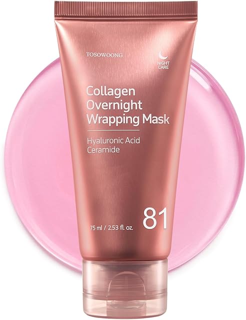 TOSOWOONG Collagen Overnight Wrapping Mask, Peel-Off Sleeping Mask with Collagen & Hyaluronic Acid, Hydrating Moisture Film Mask for Soft Smooth Skin, Korean Skincare, 75 ml / 2.53 fl. oz.