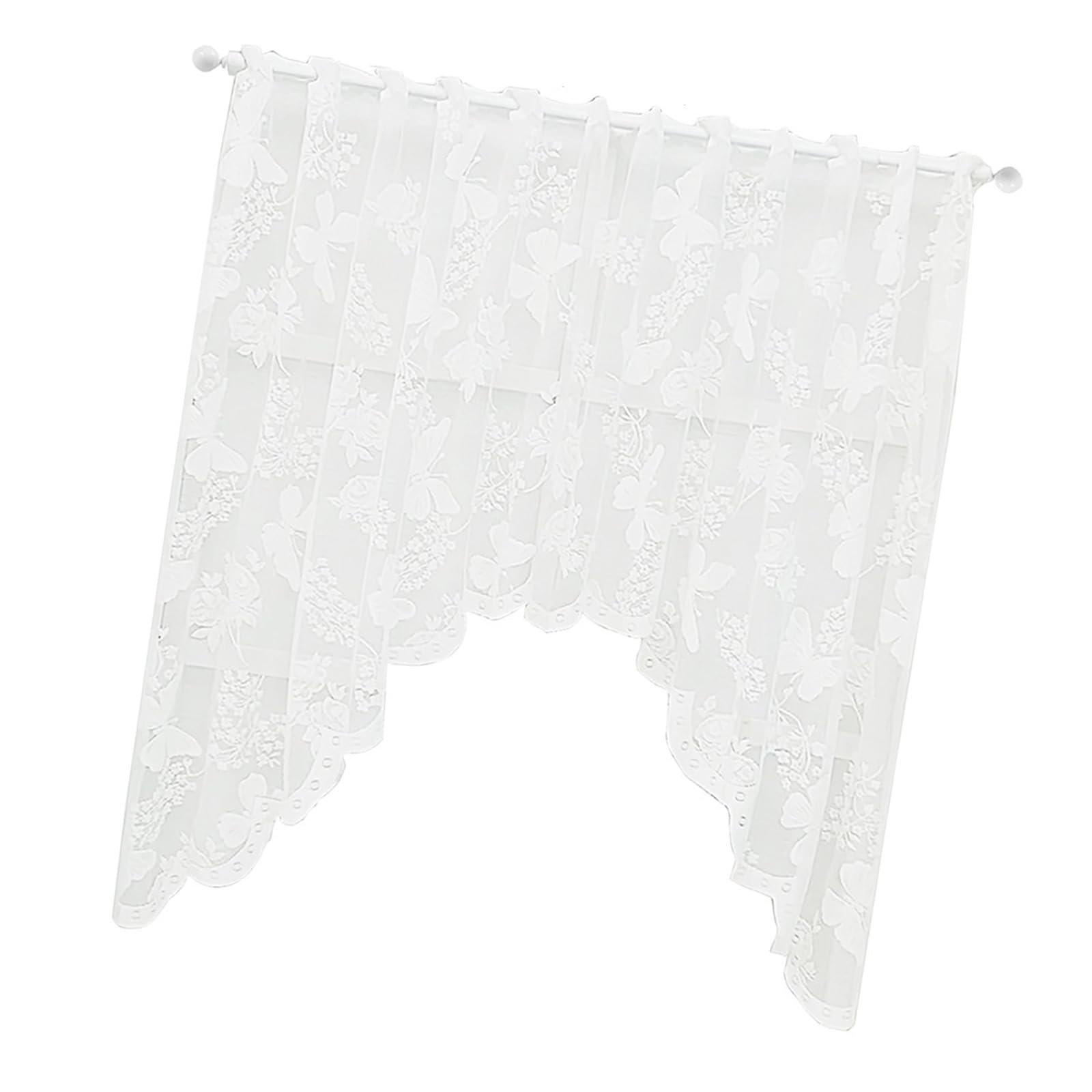 Tsophreniq Delicate Lace Pattern Sheer Window Drape for Kitchen Balconys Privacy Semi Transparency Polyester Window Curtains Faux Grommet Curtains