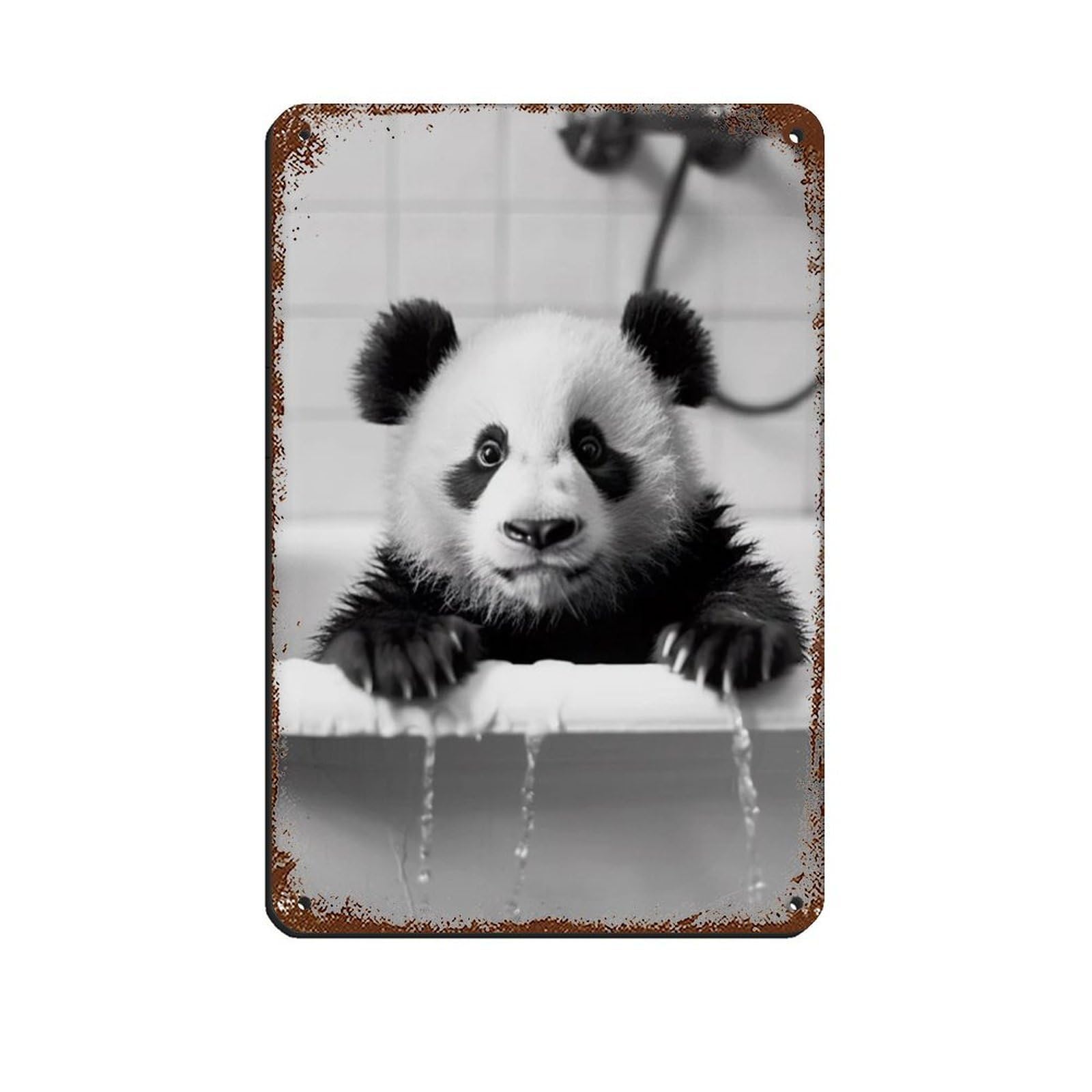 Lxwnze 20L X 30W Cm Panda In The Bathtub, Funny Animal Poster (3) Tin Sign Vintage Metal Pub Club Cafe Bar Home Wall Art Decoration Poster Retro 8X12inch(20X30cm)