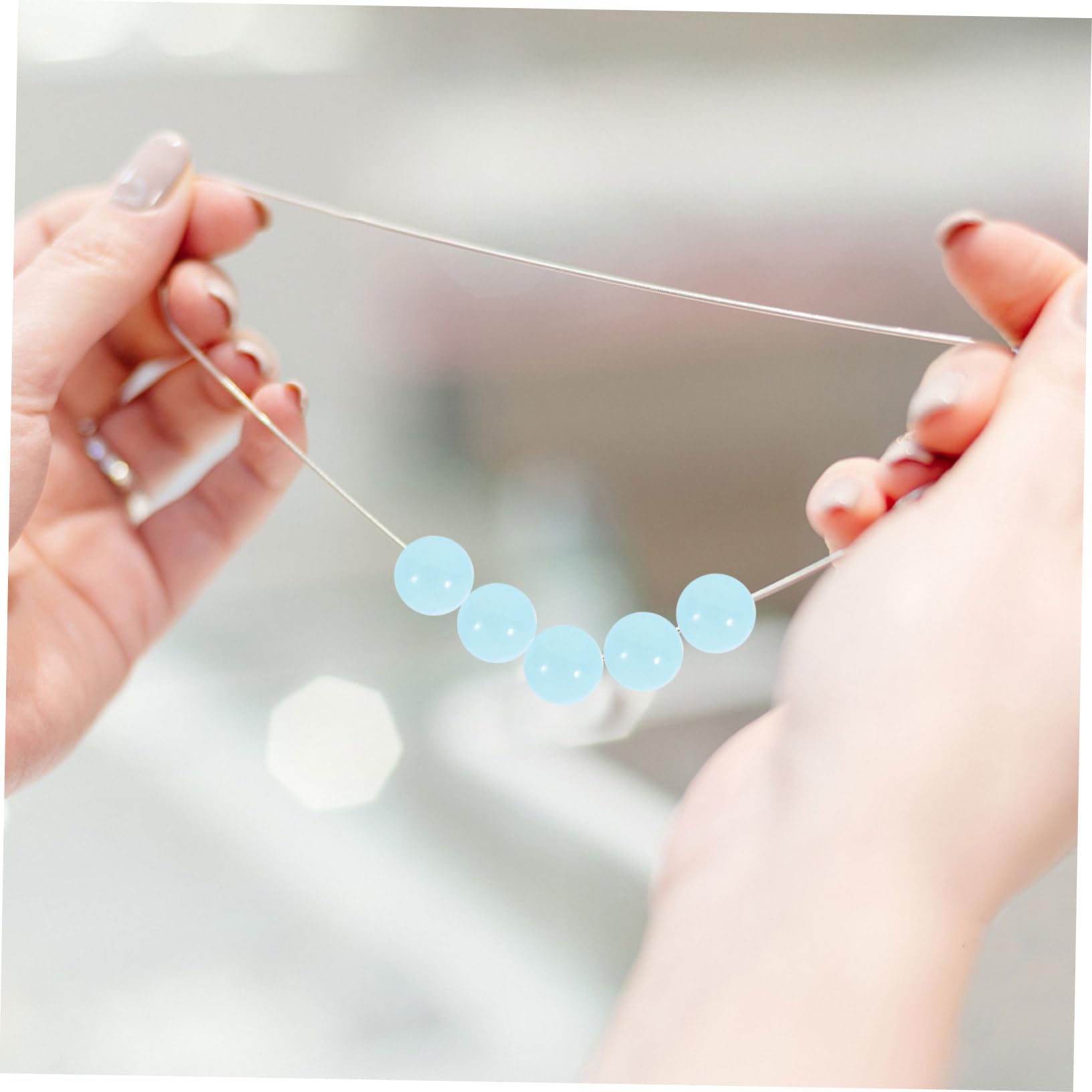 900 Piezas Cuentas de Vidrio Azules con Agujero Grande para Manualidades y Bisutería Cuentas Redondas Sueltas para Pulseras y Collares DIY Accesorios Hechos Mano