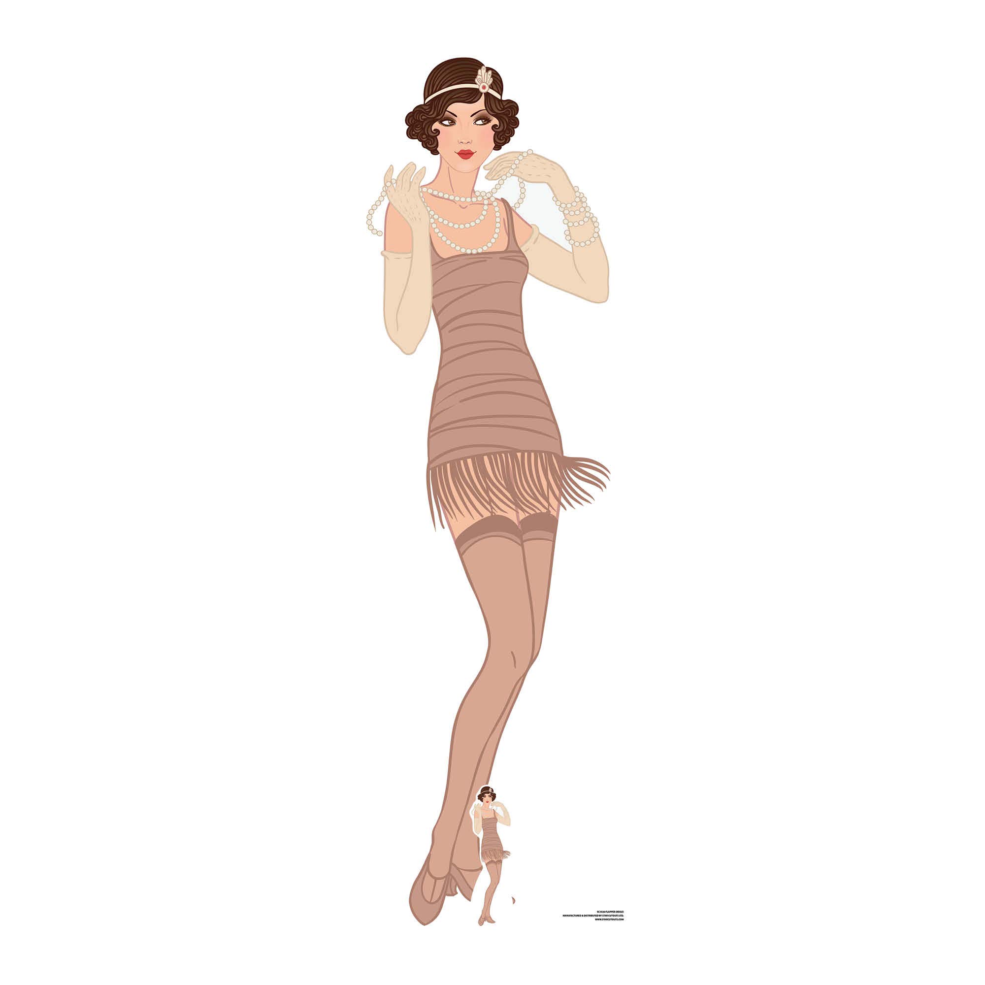 STAR CUTOUTS "Gatsby 1920s Beige Flapper Girl Cardboard Cut-Out, Multi-Colour
