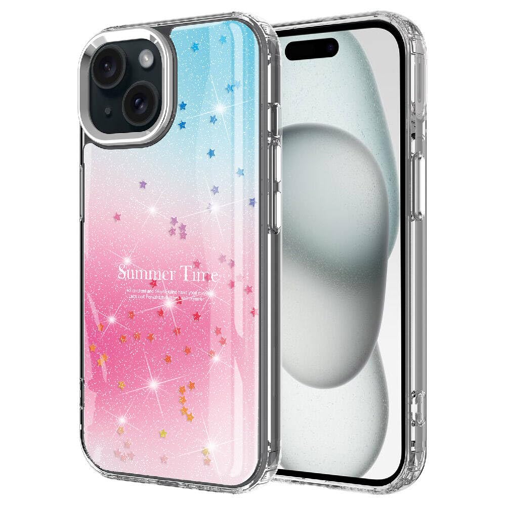 Zore Apple için uyumlu iPhone 15 Kılıf Simli Desenli Parlak Zore Task Kapak Pembe