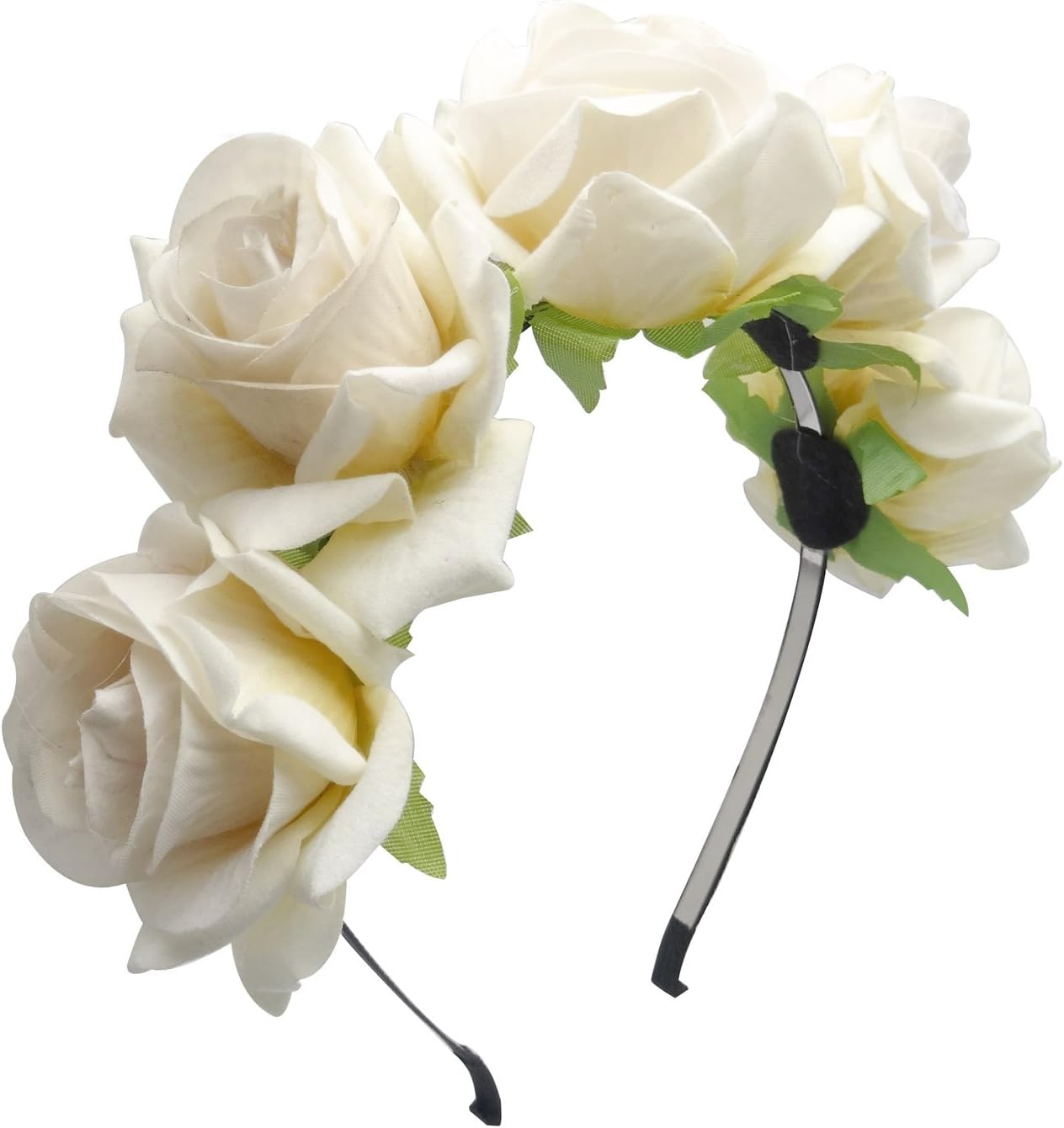TOOKY Rose Floral Flower Garland Crown Headband Hair Band Bridal Valentine Gift (cream)