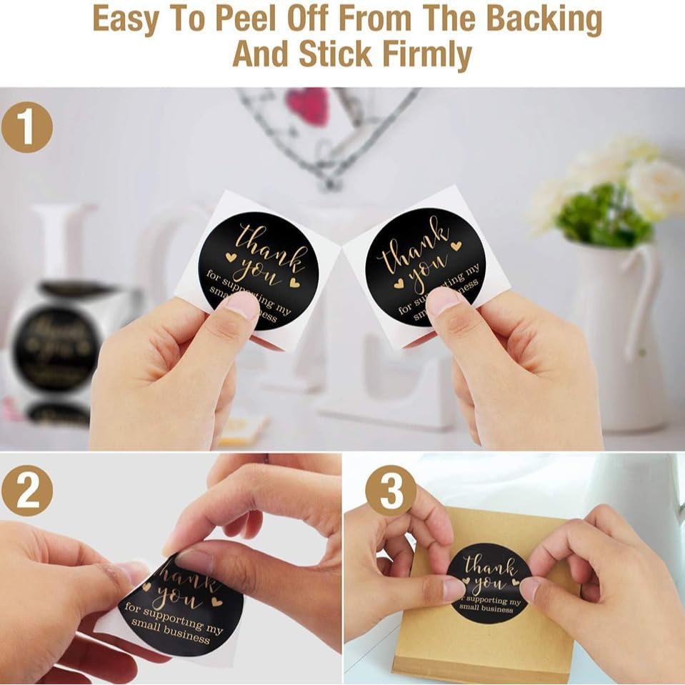 Thank You for Supporting My Small Business Stickers, 2 inch Round, 500 Count, Black - Image 4