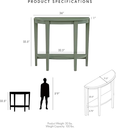 Miniatura 16 de Homes: Inside + Out Payne - Moderna consola de media luna con estante de almacenamiento, muebles decorativos de entrada para sala de estar, pasillo,