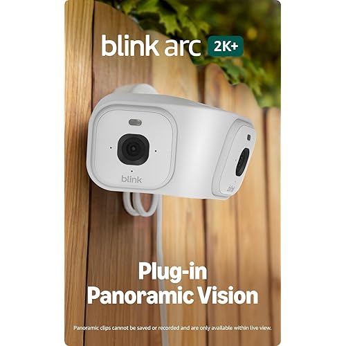 Blink Arc – Plug-in Panoramic Vision, 180° coverage, Mini 2K+ dual-camera security, single power source – 2 cameras (White)