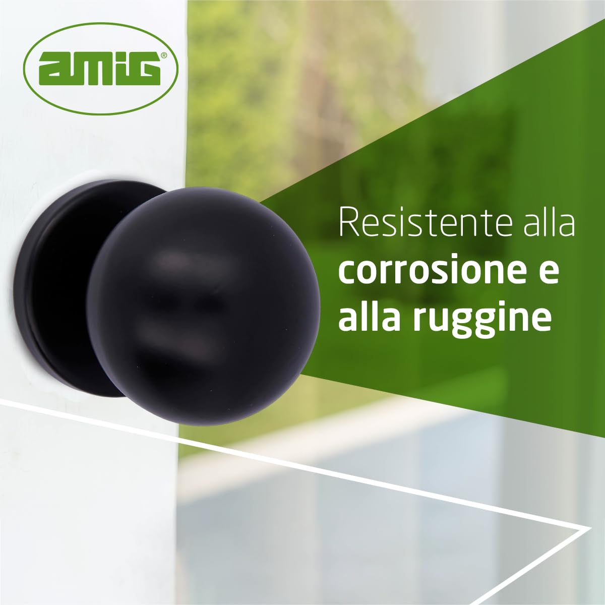 Amig - Pomello per porta | Realizzato in acciaio inossidabile | Maniglia: Ø70 mm | Nero | Resistente allo sfregamento, alla ruggine e alla corrosione