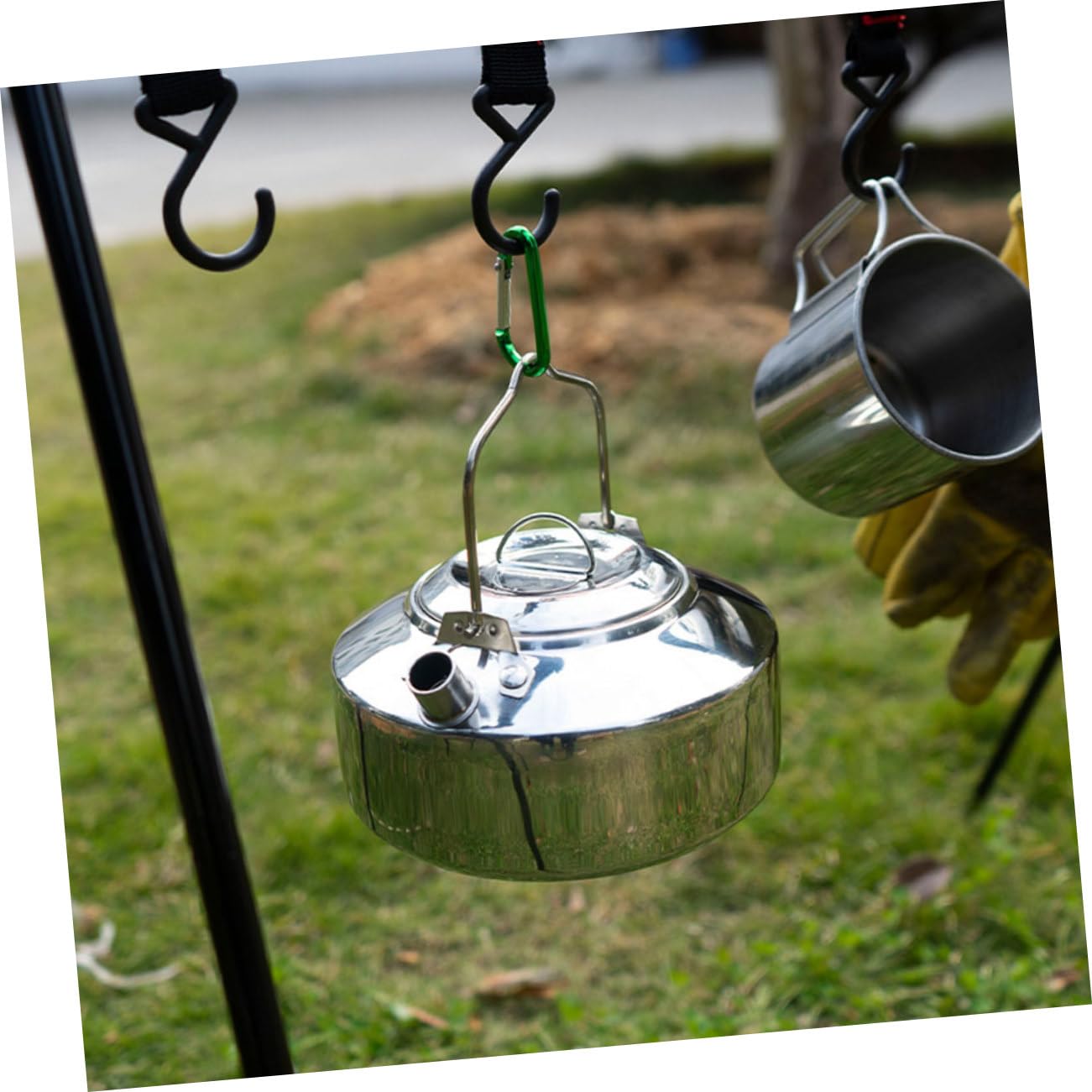 Mikikit Camping Water Kettle Outdoor Kettle Portable Tea Pot Camping Accessory Kitchen Stovetop