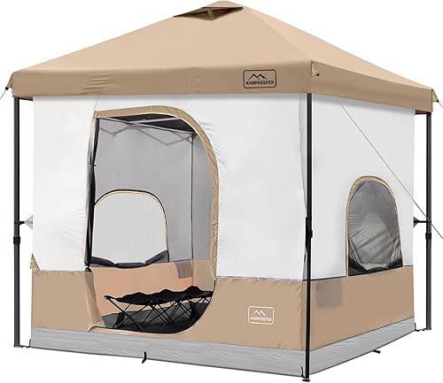 KAMPKEEPER Tienda de campaña para 6 personas, tienda de campaña desplegable de 10 x 10 pies con tienda interior de campamento, convierte el toldo de
