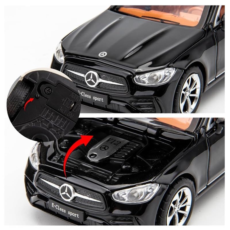 Image of Alokik Enterprise Compatible for 1:32 Marcedes Benz E300l Toy Car Model, Diecast Collectible Pull Back Model Car with Sound and Light, Toy Gift Vehicles for Adults Kids Boys Girls【Black】