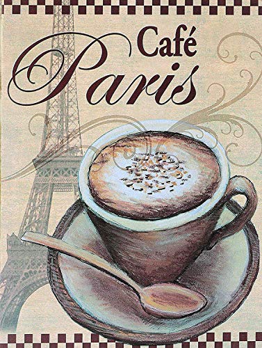 Forry Cafe Paris Métal Mur Affiche Vintage Plaque Étain Signe Rétro Décorer Artisanat pour Café Bar Garage Salon Chambre