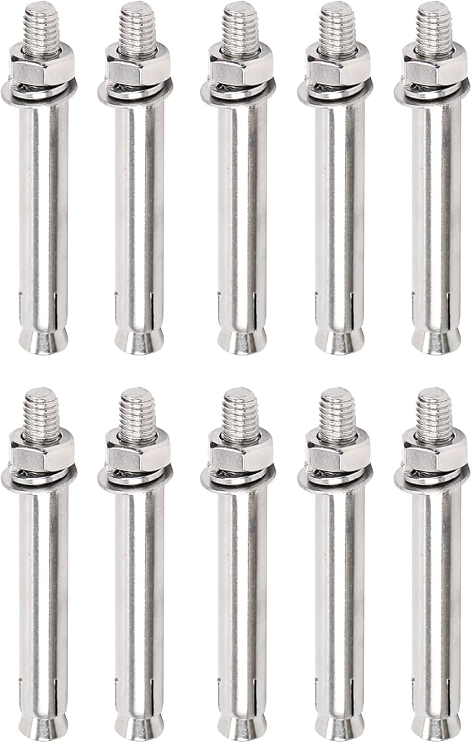 10 Paquetes De Pernos De Tornillo De Expansión De Acero Inoxidable, Perno De Anclaje De Manguito De Expansión De Tuerca Hexagonal M6, Anclajes De Fijación De Alta Resistencia, One Color, M6x120mm