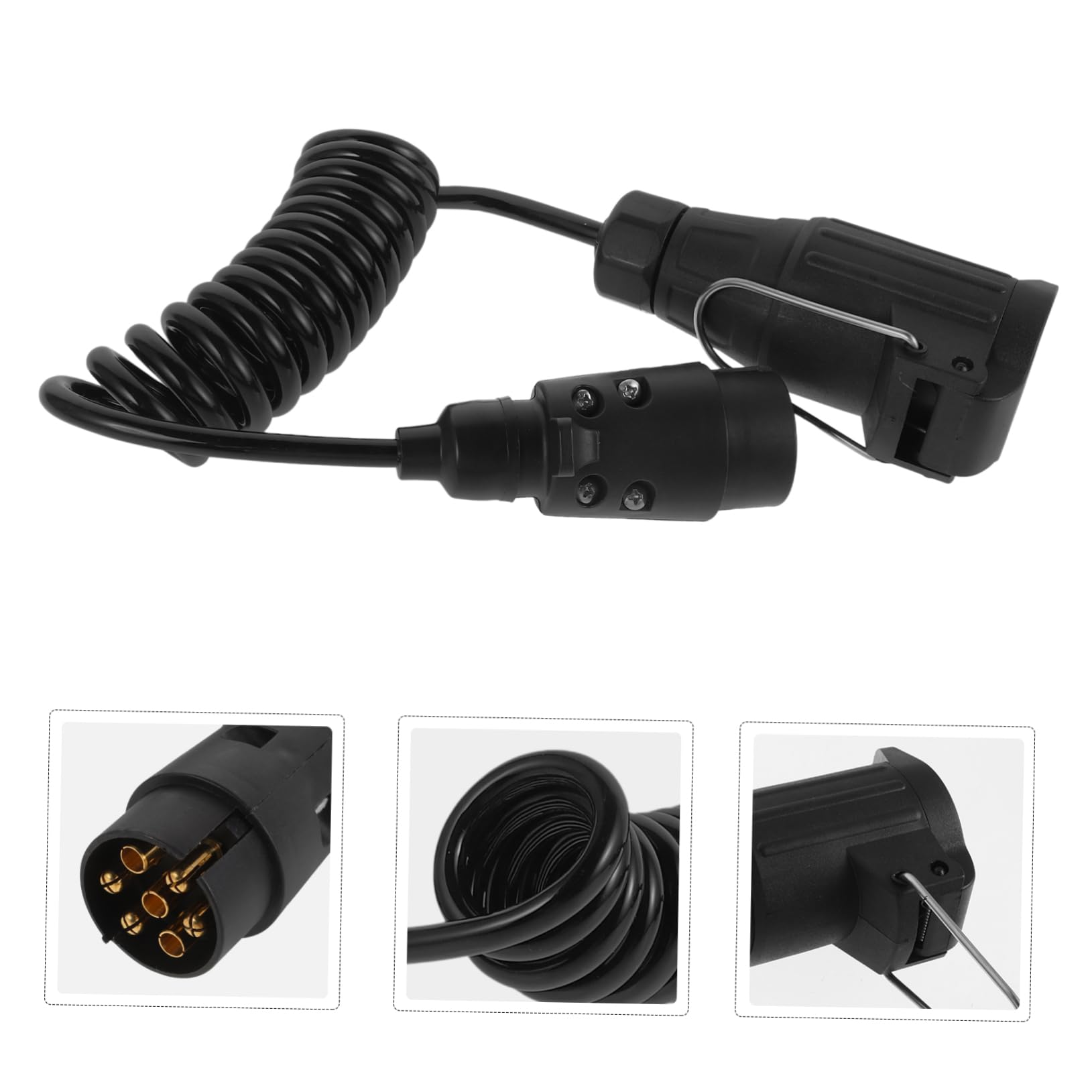 Cableado de Remolque en Espiral 13 Pines a 7 Pines de Plástico Negro