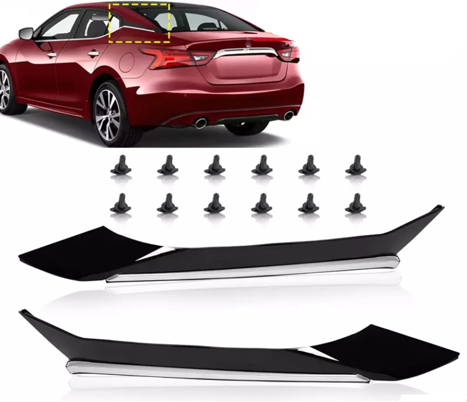 C-Pillar Trim Compatible with 2016-2021 Nissan Maxima Replacement for 788739DJ1A 788739DD0A Rear Body Molding Panel Black & Silvery Left&Right Driver Side, A-ZSB01-3