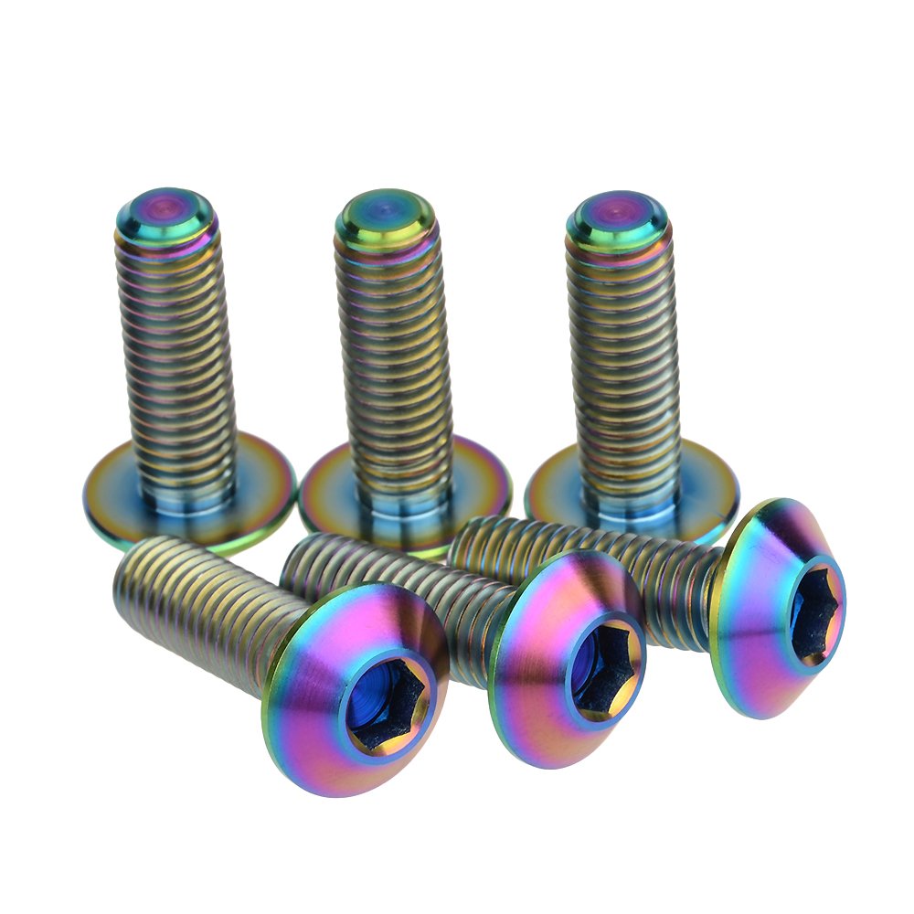 Titanium Bolt M8x25mm Allen Screws for Motorcycle Disc Brake Pack of 6 (M8x25mm, Rainbow)