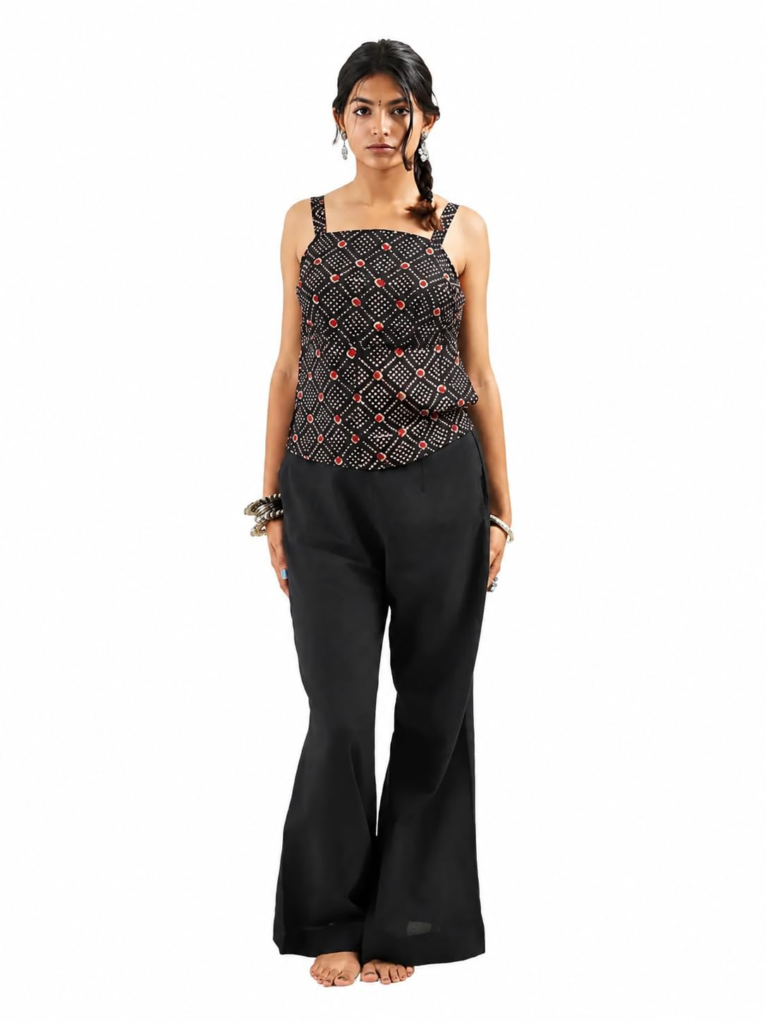 Parda Top with Side Slits in Thar | Parda-top-with-side-slits-thar-Black-red-image-49