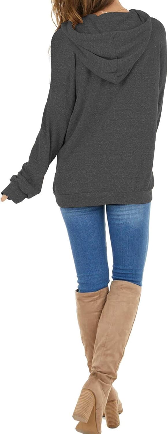 PRETTODAY Women's Casual Lightweight Hoodies Long Sleeve White Drawstring Sweatshirts Loose Pullovers with Pocket - Image 3