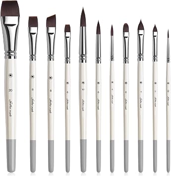 Face Paint Brushes, Golden Maple 11PC Artist Acrylic Paint Brush Set for Face Body Shoe Painting, Ideal for Chrismas Halloween Cosplay Party SFX Arty Stage Makeup