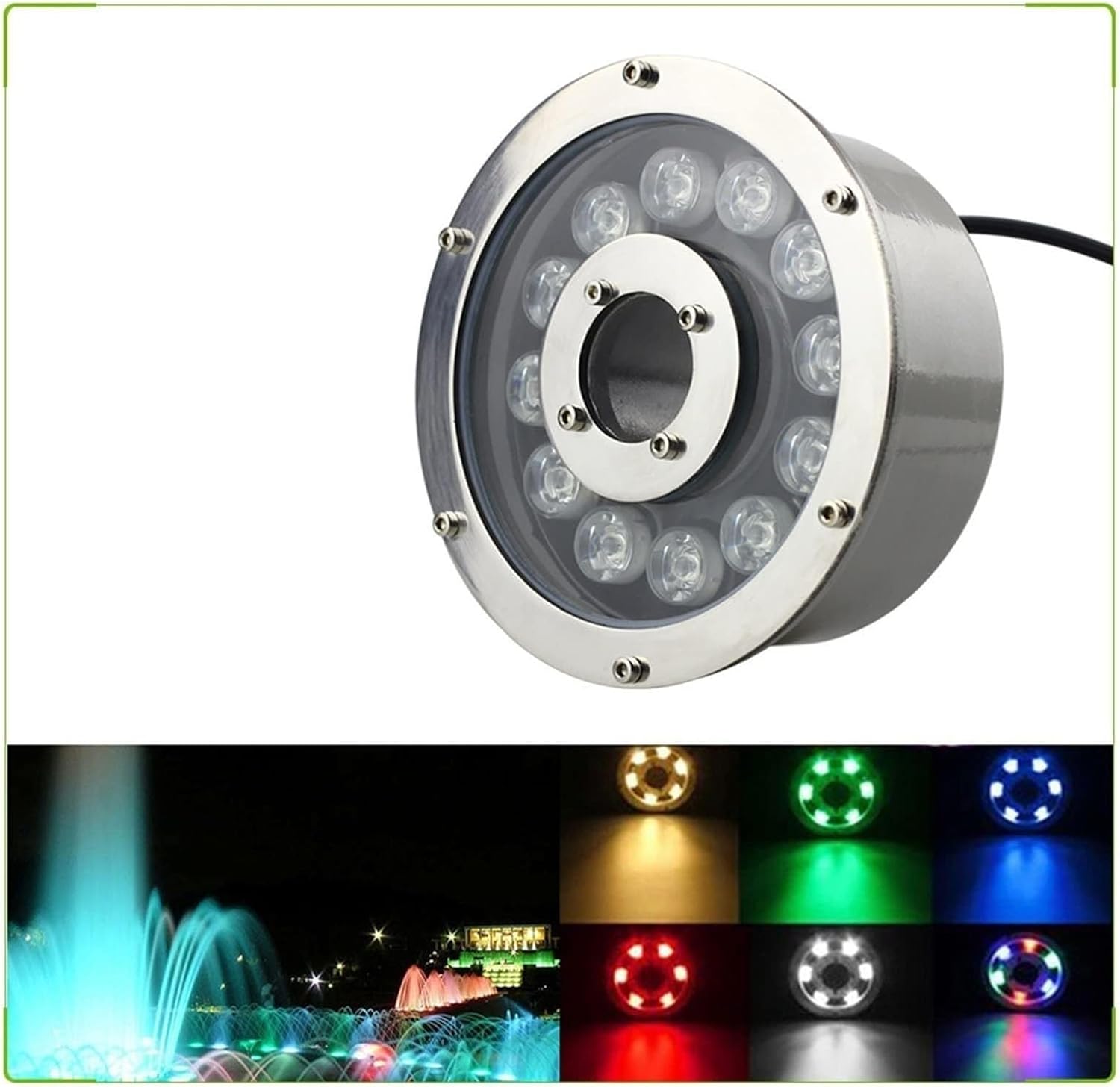 Underwater Pond Lights Submersible LED Fountain Light 12/24V Underwater Landscape Spotlight Middle for Garden Fountain Pool(Blue 6W(24V))