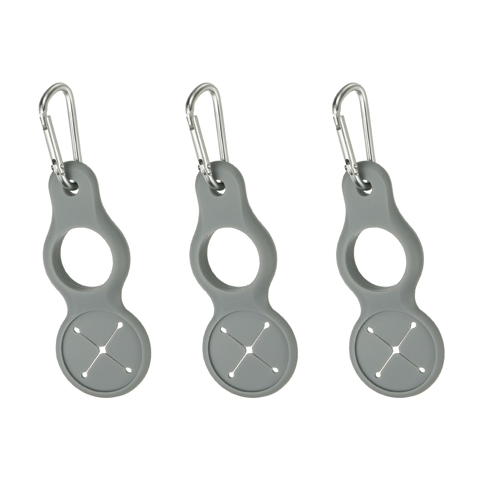 YELARXI Water Bottle Clip, Silicone Water Bottle Carrier Hanging Buckle Clip Keychain Bottles Holder with Towel Loop for Outdoor Camping Hiking Traveling (3 Pack, Gray)