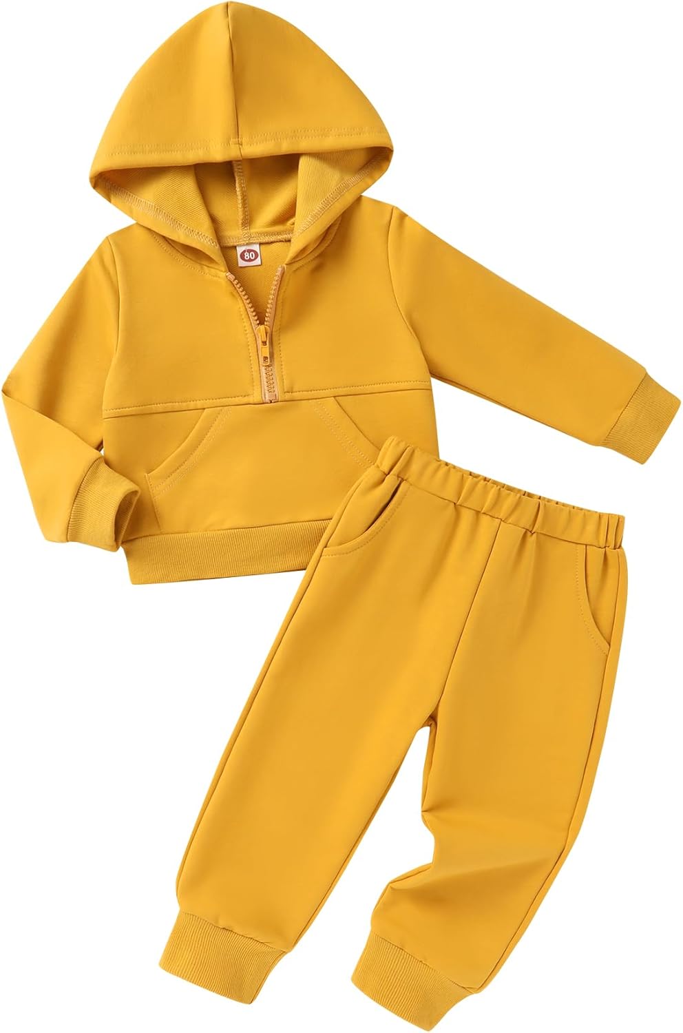 Happy Town Baby Clothes for Girls Boys Solid Color Half-Zip Sweatshirt and Sweatpants Outfits Set Fall Toddler Sweatsuit