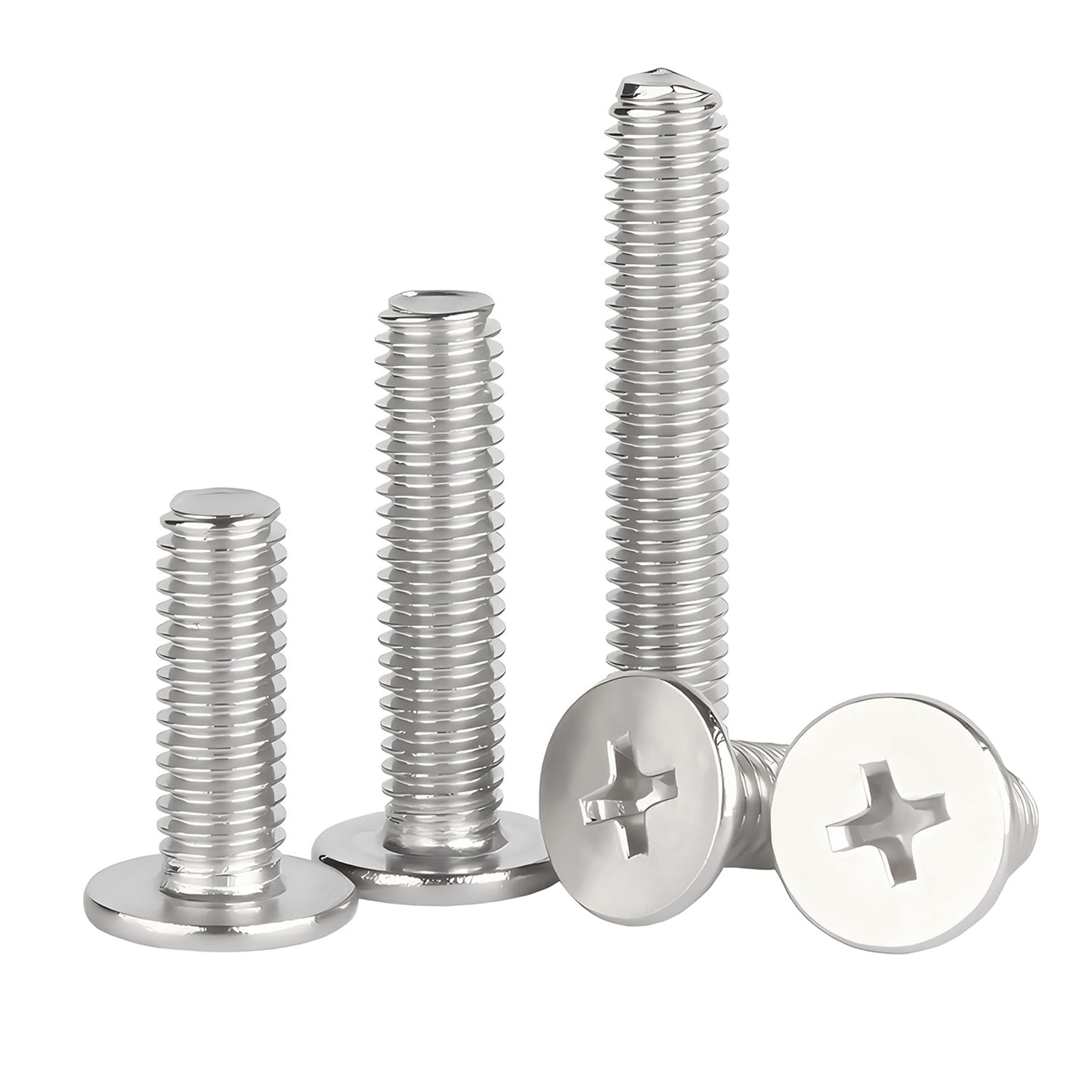 Ctyjia 20 PCS Thin Flat Head Screws, 304 Stainless Steel Phillips Drive Machine Screw, M5 x 10mm Furniture Bolts, for Bed & Wood Furniture