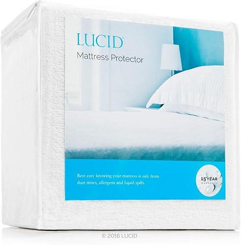 Miniatura 5 de LUCID Cubrecolchón de espuma viscoelástica de gel alternativo de 4 pulgadas + protector de colchón LUCID Premium hipoalergénico 100% impermeable,