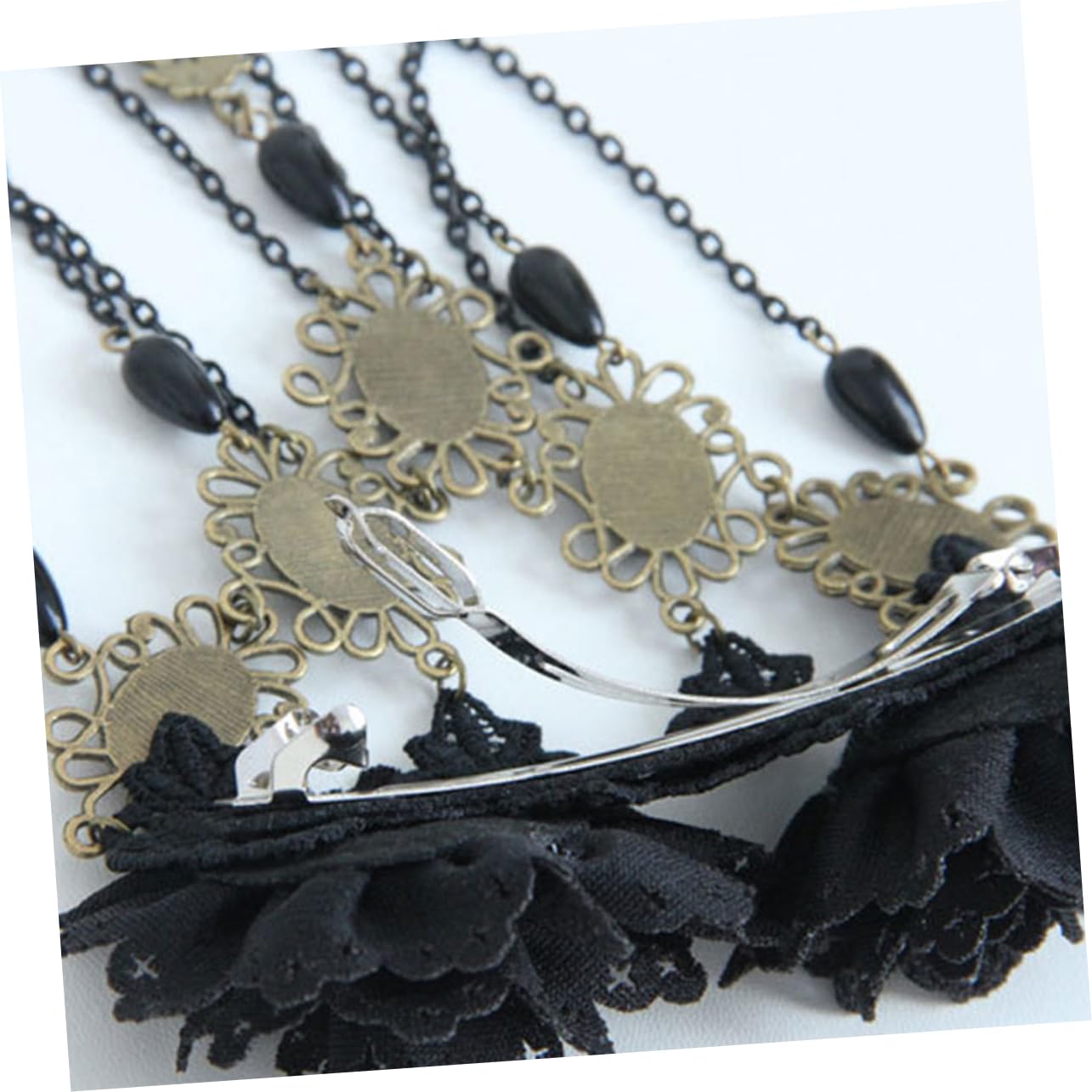 FRCOLOR 4stücke Schwarze Blumen Haarklammern Mit Quasten Handgemachte Gothische Haaraccessoires Aus Harz Und Strass Für Damen Elegante Kopfbedeckung Für Partys Hochzeiten Und Besondere