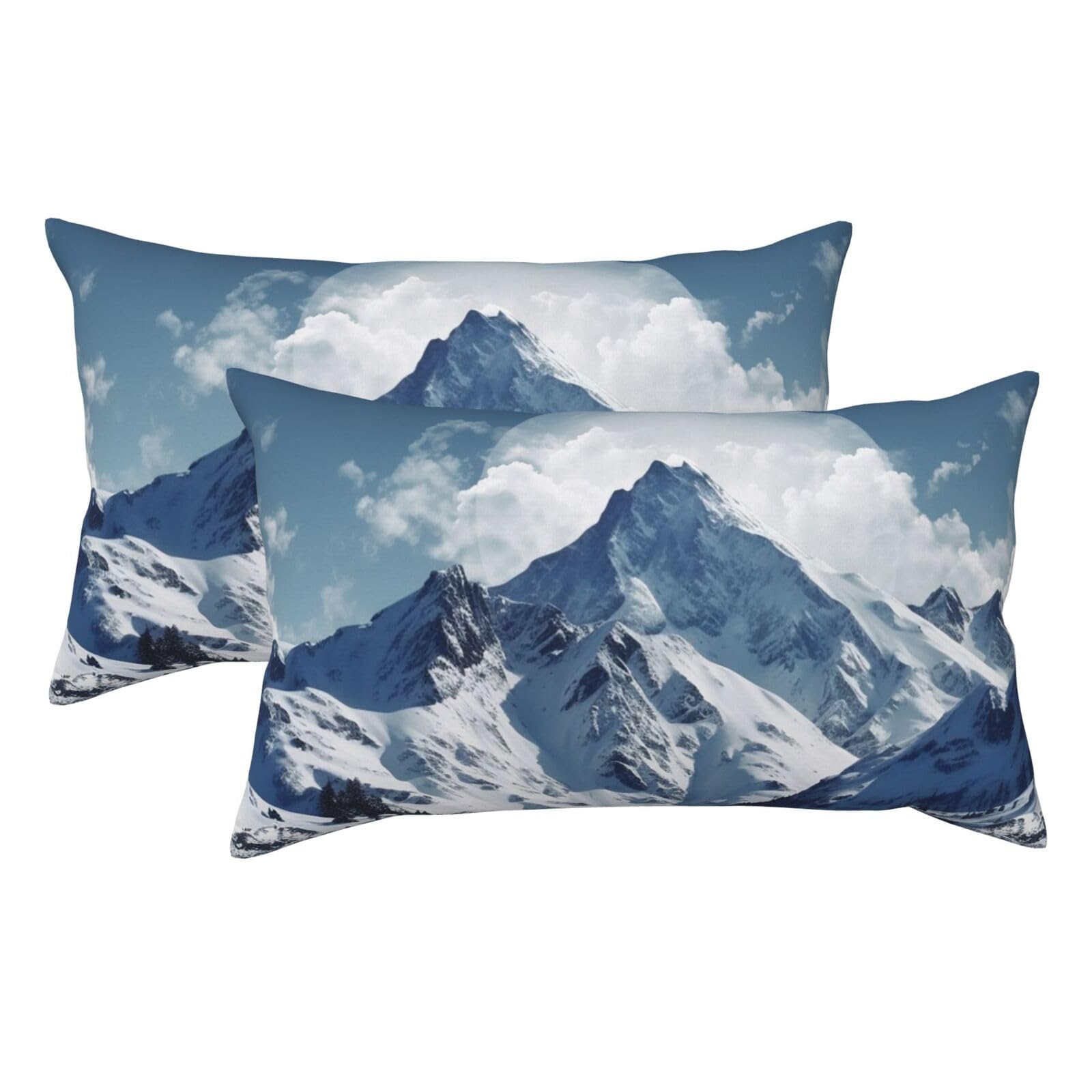 2 Pack King Size Pillow Cases for Hair and Skin Soft Breathable Pillow Case Covers with Hidden Zipper Snow Mountain Pillowcase 20x36 Inches Pillow Covers for Sleeping Gift