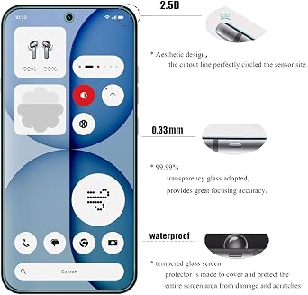 AOKUMA Tempered Glass For Nothing Phone 4a / 4a Pro 5G Screen Protector, 2 Pack Screen Protector,9H Hardness,Anti-Scratch,Anti-Fingerprint,Bubble-Free,HD Clear,Premium Protective Film Case Friendly