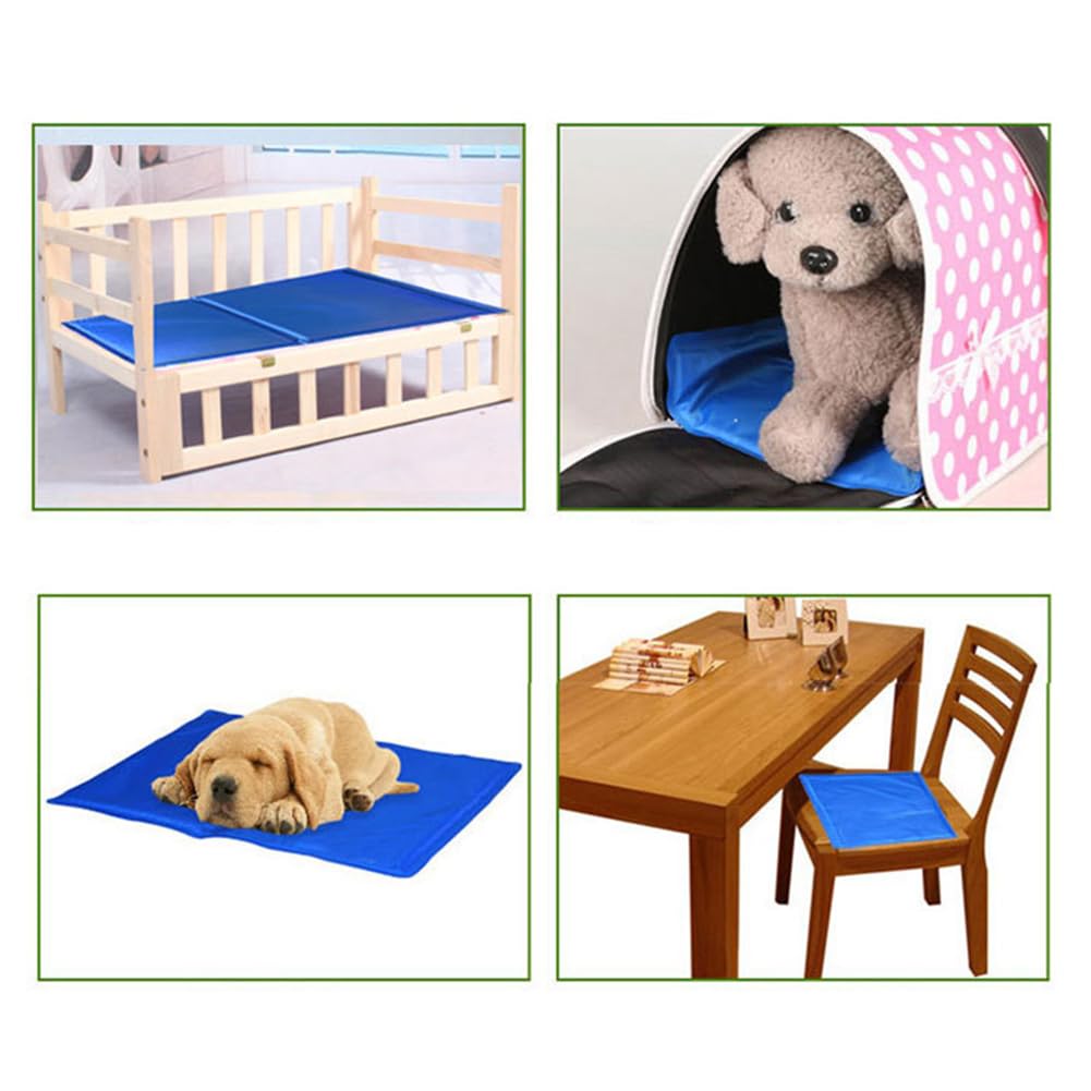 MISSMAO Tapis Rafraichissant Chien et Chats Tapis Refrigerant Tapis Froid Chat Gel Non Toxique pour Animaux de Compagnie Lits Idéal pour Les Chaudes Journées D'été,Bleu,XL (90x50cm)