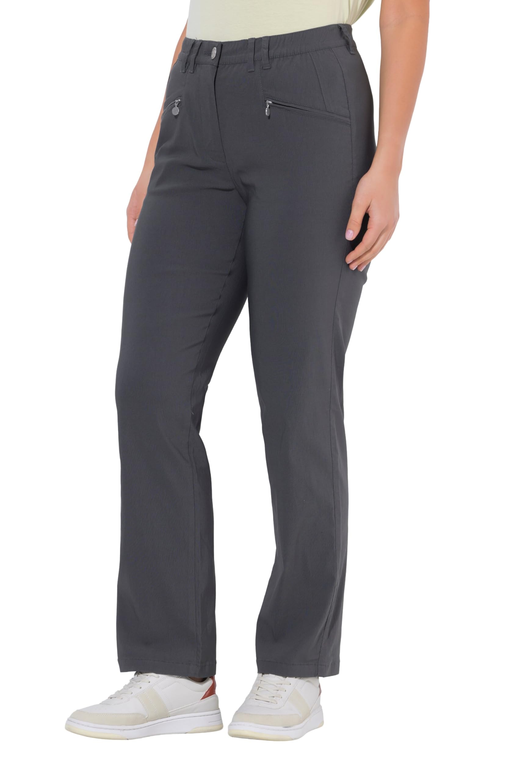 Ulla Popken Damen große Größen Übergrößen Plus Size Bengalinhose Mony, konisches Bein, Zipptaschen 847218