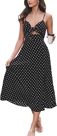 CUPSHE Women's Summer Dresses Polka Dot Bow Tie Cutout A Line Spaghetti