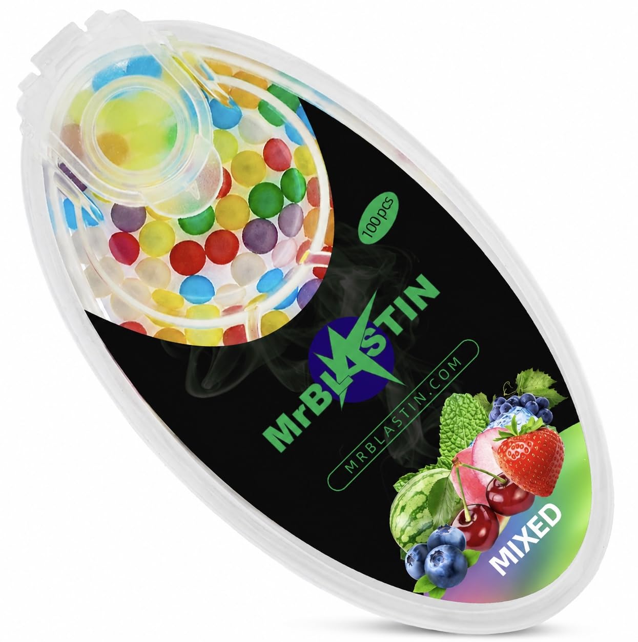 Mrblastin Metallic 100 Mix Cigarette Crushballs Pack Dispenser Case Of Flavoured Pop Aroma Crush Balls Capsules For Filter Tips Insertion Click On Beads (Mixed)