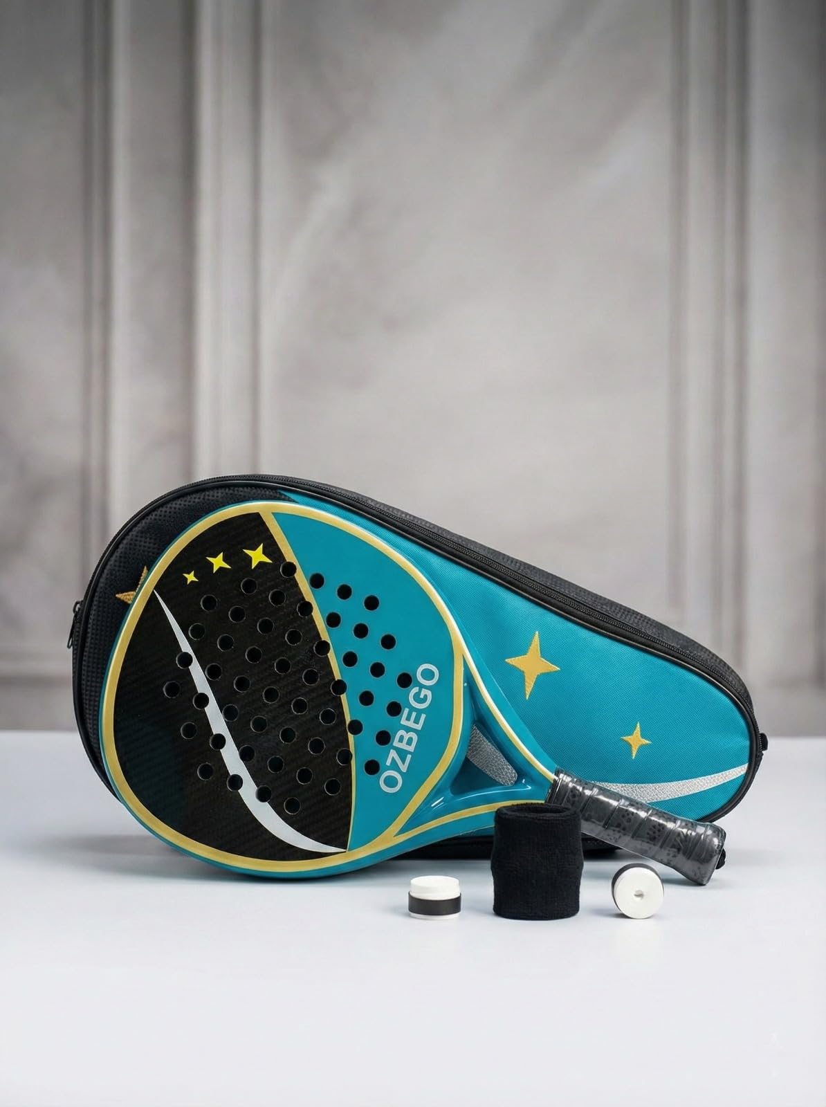 3K Carbon Diamond Padelschläger – Vollcarbon mit EVA-Kern, ca. 360 g – inkl. Tasche, 2 Overgrips & Schutzfolie – Für ambitionierte Spieler