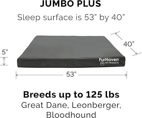 Miniatura 2 de Furhaven Cama ortopédica resistente al agua para perros grandes con funda extraíble lavable, para perros de hasta 125 libras – Colchón de lona Dlx