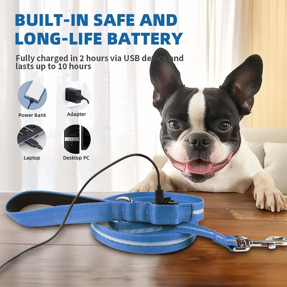 Le passeggiate notturne sono diventate più sicure, guinzaglio per cani a LED ultra luminoso | ricaricabile tramite USB | impermeabile | Durevole | 4 modalità di illuminazione e 3 colori |