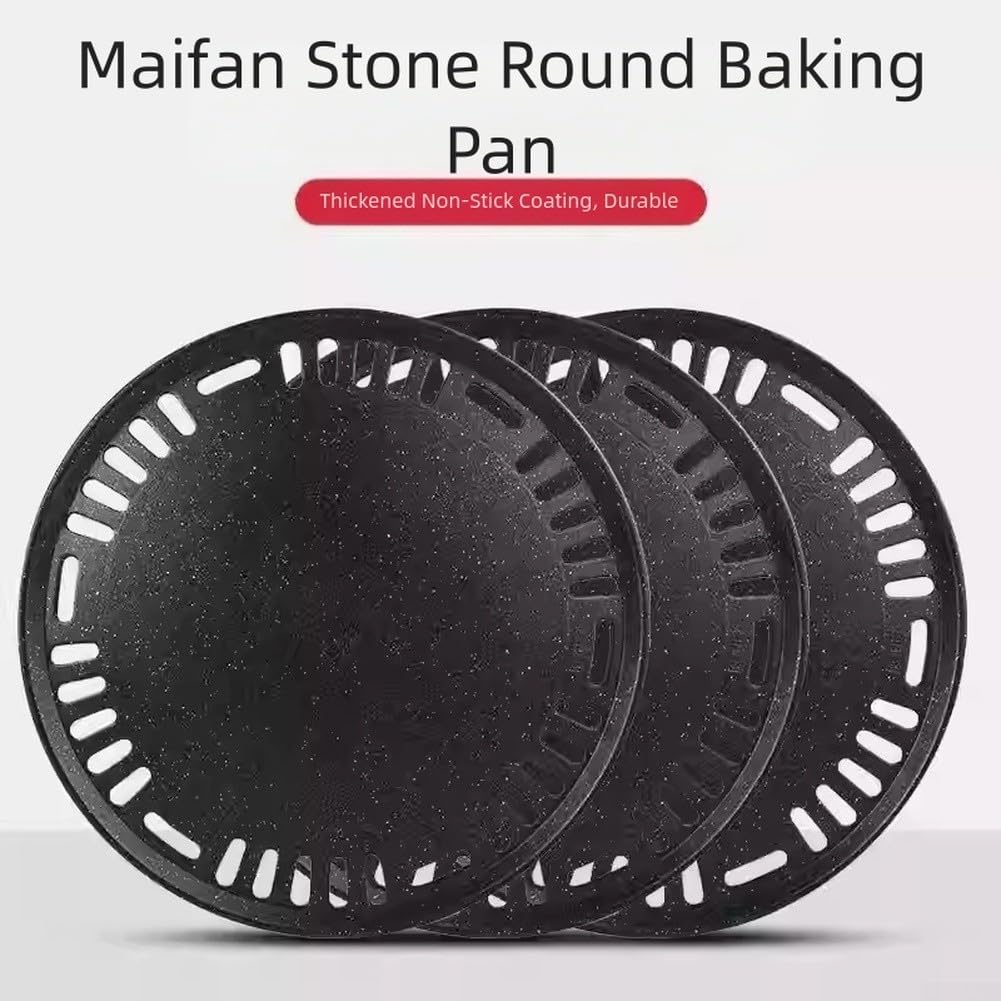 Padella rotonda per barbecue senza fumo, progettata per grigliare a carbone in stile coreano, materiale antiaderente che offre calore uniforme e facile pulizia per vari alimenti (C)