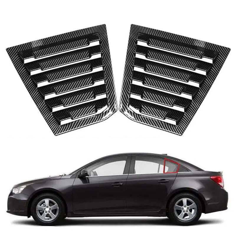 Cakievro for Chevro-let Cruze 2016 2017 2018 2019 Car Rear Louver Window Side Shutter Cover Trim Sticker Vent Scoop ABS Carbon Fiber Auto