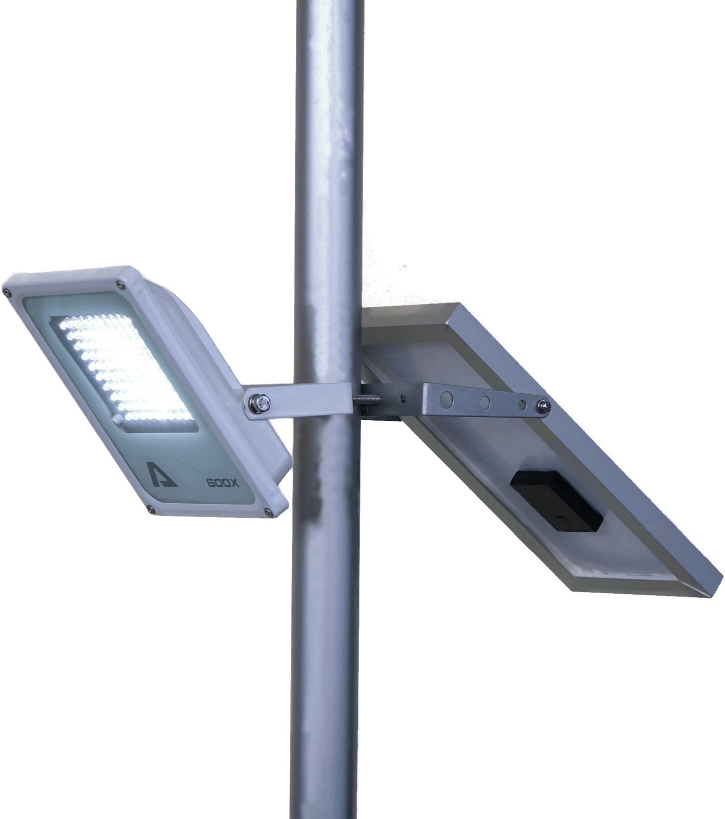 ALPHA 600X Solar Powered LED Streetlight Flagpole Light, 3-Level Brightness, Day/Night Sensor, Lithium Battery, for Flag Pole Lighting Street Light Style, U-Bracket Fits Max Pole Diameter 2.5"