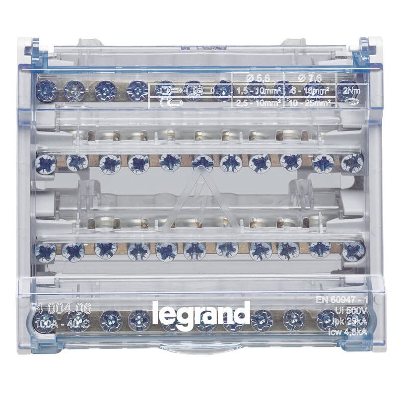 répartiteur modulaire - 4 pôles - 100a - 6 modules - legrand 400406