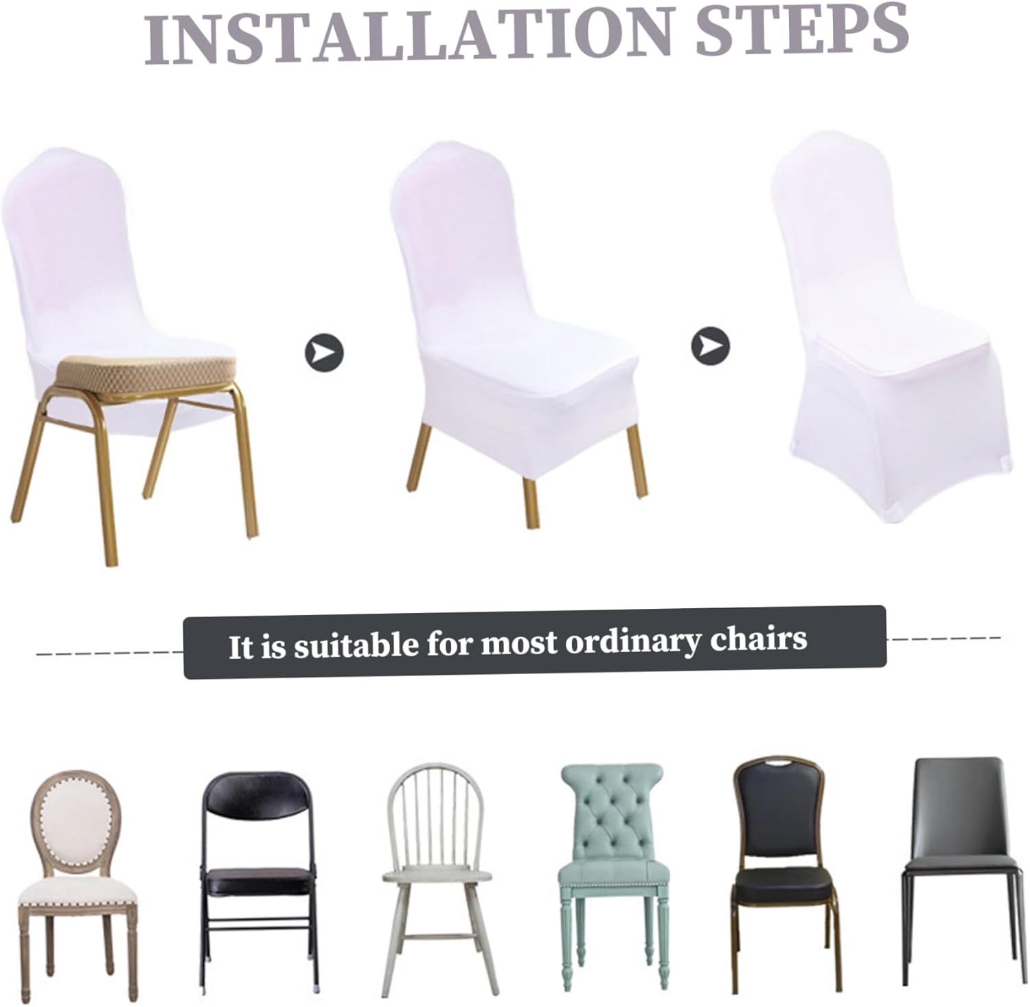 12Pcs Chair Cover, Stretch Spandex Folding Chair Covers Washable Removable Slipcovers Protector for Wedding Party Dining Room Banquet Event Kitchen Covers Folding Cover