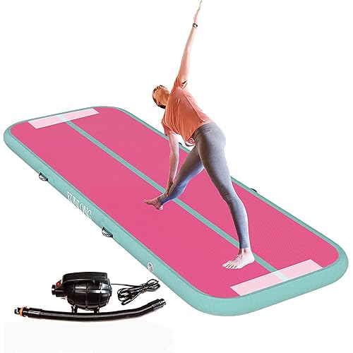XUNLONG Air Mat Tumble Track 4/8 inchs Thickness Inflatable Gymnastics Training Mat 10ft/13ft/16ft/20ft with Electric Air Pump for Cheerleading/Training/Water Fun/Park/Home use