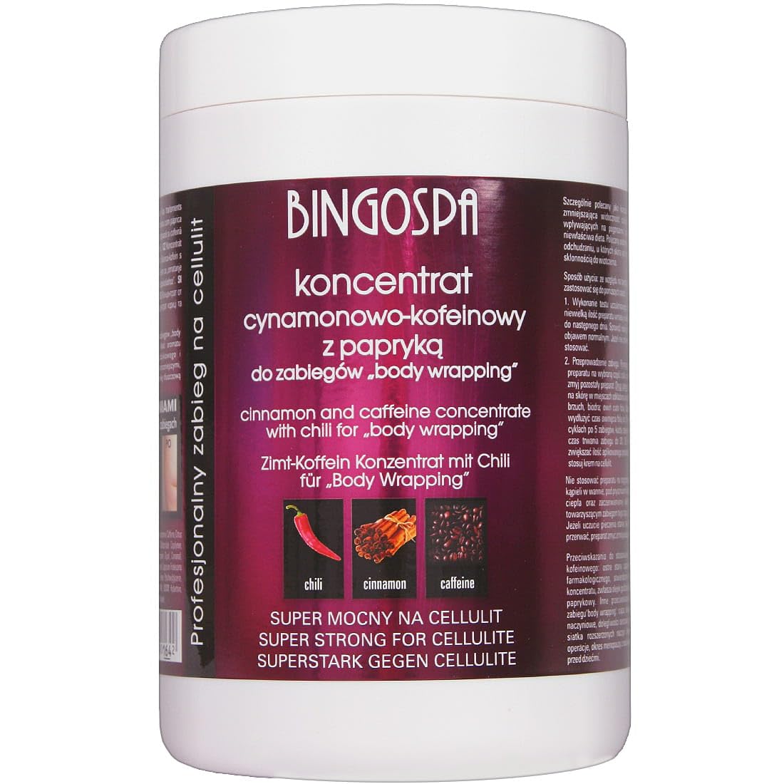 bingospa canela de cafeína concentrado con Chili de pimienta de Fur Body Wrapping, 1er Pack (1 x 1 kg)
