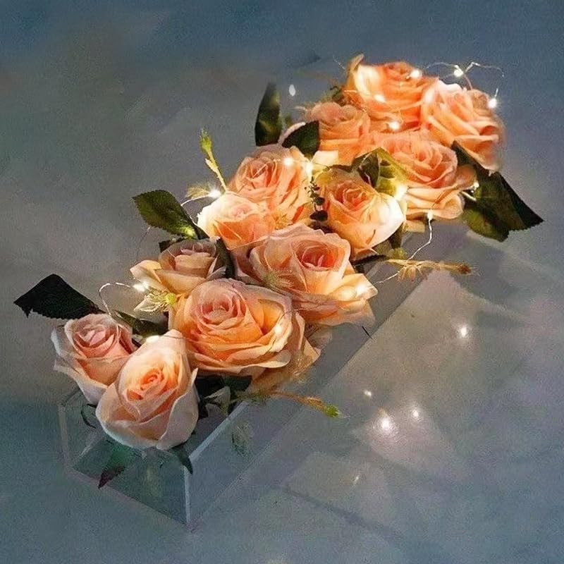Miniatura 7 de Jarrón de acrílico transparente, jarrón decorativo moderno de 11.81 pulgadas de largo para decoración del hogar, centro de mesa floral rectangular