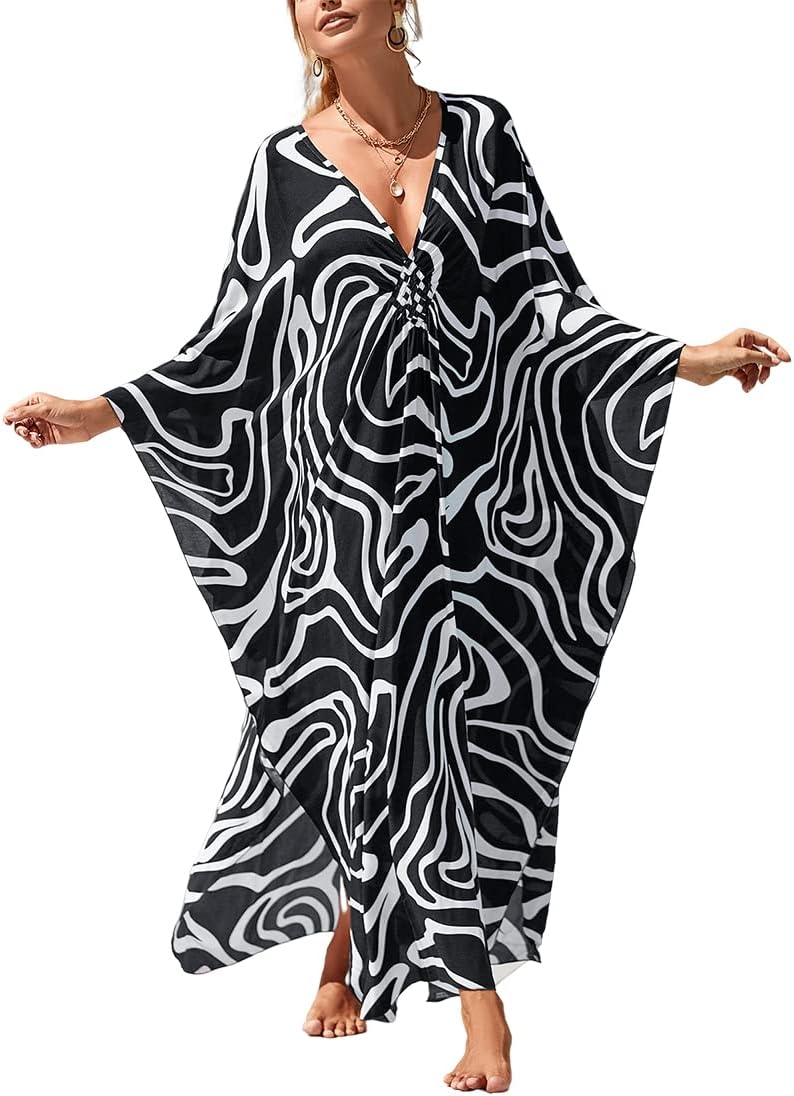 RADANYA Kaftan lange strandjurk voor dames, met halloweenprint en RADANYA Kaftan lange strandjurk voor dames, met halloweenprint en