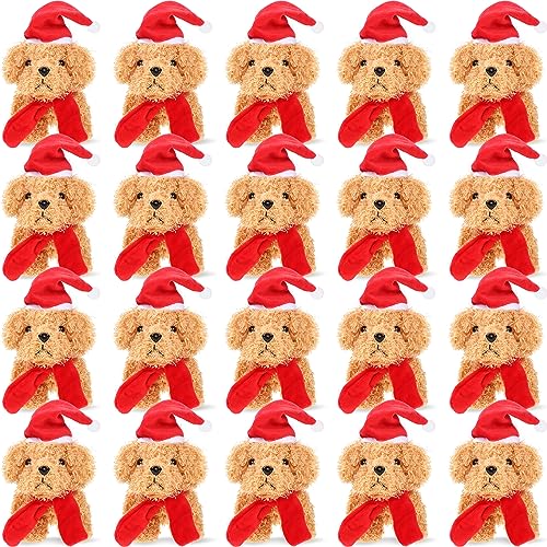 Sosation 20 Pcs Christmas Mini Stuffed Puppy Bulk Dog Christmas