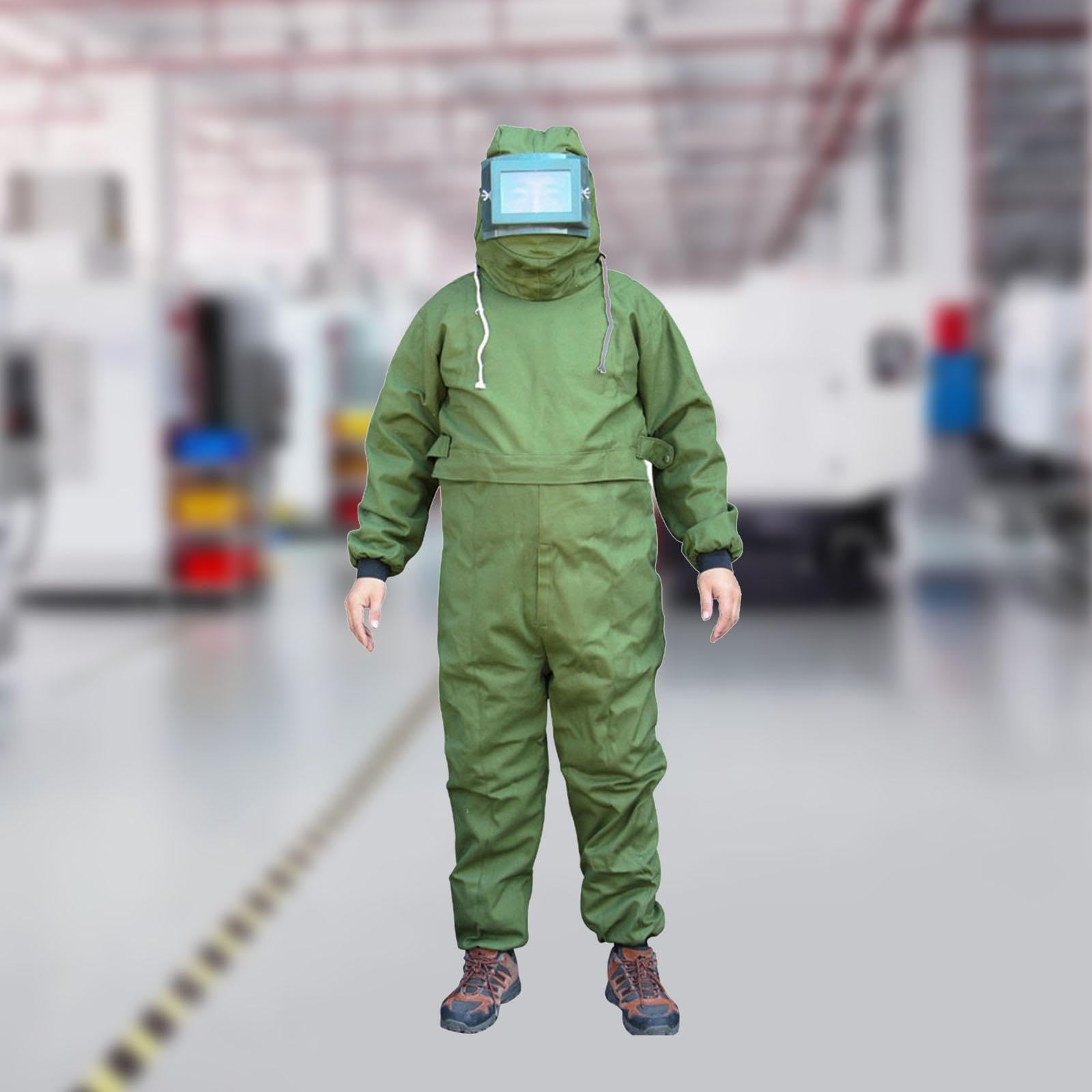 Ropa para arenado, traje con capucha para arenado, ligero, transpirable, cómodo, mono de trabajo con puños elásticos, traje para, cobertura total, cara transparente